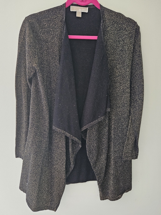 Michael Kors Sweaters - Michael Kors Black Metallic Open-Front Cardigan